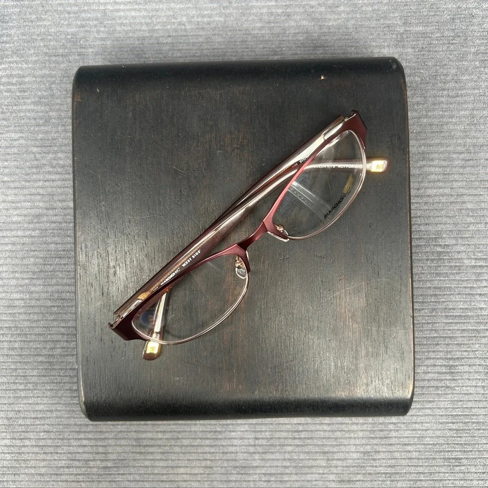 Marchon NYC Midtown 601 Burgundy Tortoise Cat Eye Y2k Eyeglasses 51-17-135